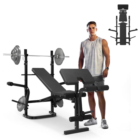 Adjustable Weight Bench Press, 800LBS 6 In 1 Full Body Workout Weight Bench With Leg Extension