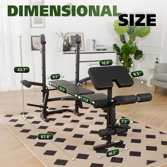 Adjustable Weight Bench Press, 800LBS 6 In 1 Full Body Workout Weight Bench With Leg Extension